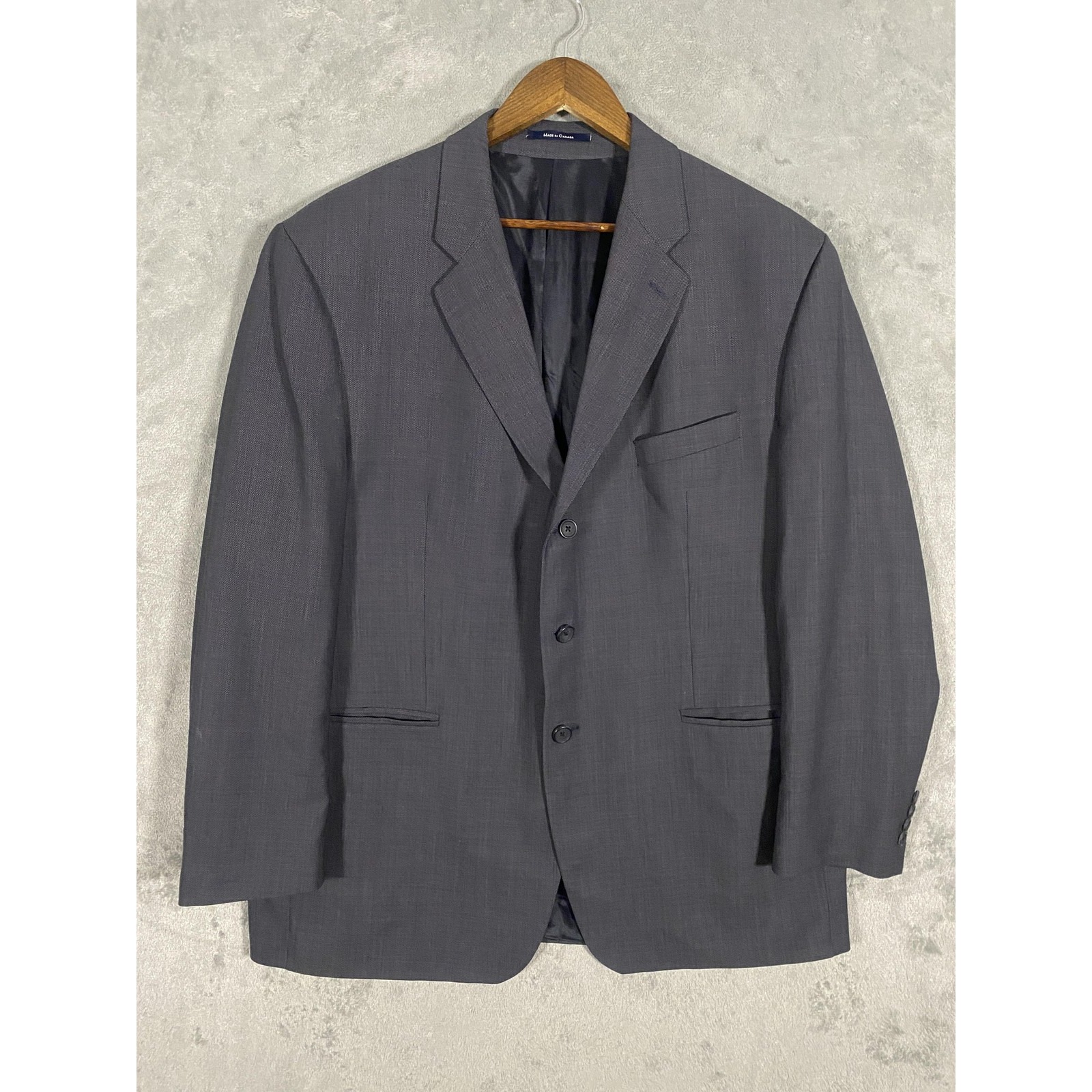 Vintage Ralph Lauren Blazer Mens 48r Blue-Gray Wool Blend Two Button Executive